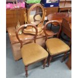 A pair of balloon back chairs, pine blanket chest, companion set and toilet mirror (5) Condition