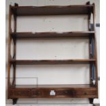 A wall rack with three drawers and a still life watercolour, 74cm high x 69cm wide x 17cm deep (2)
