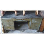 A metal office desk, 78cm high x 153cm wide x 87cm deep (af) Condition Report: