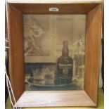 A Queen Anne Scotch Whisky illuminated teak frame advertising sign, 45cm high x 38cm wide (af)