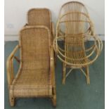 Two pairs of mid-Century cane chairs (4) Condition Report: Available upon request