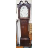 An oak longcase clock with painted face, 214cm high Condition Report: Available upon request