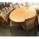 A circular dining table and four chairs (5) Condition Report: Available upon request