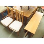A teak drop-leaf table and four chairs (5) Condition Report: Available upon request
