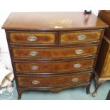 A reproduction mahogany two over three chest of drawers, 100cm high x 100cm wide x 54cm deep