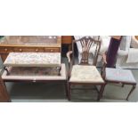 A duet piano stool, long footstool, dressing stool and an armchair (4) Condition Report: Available