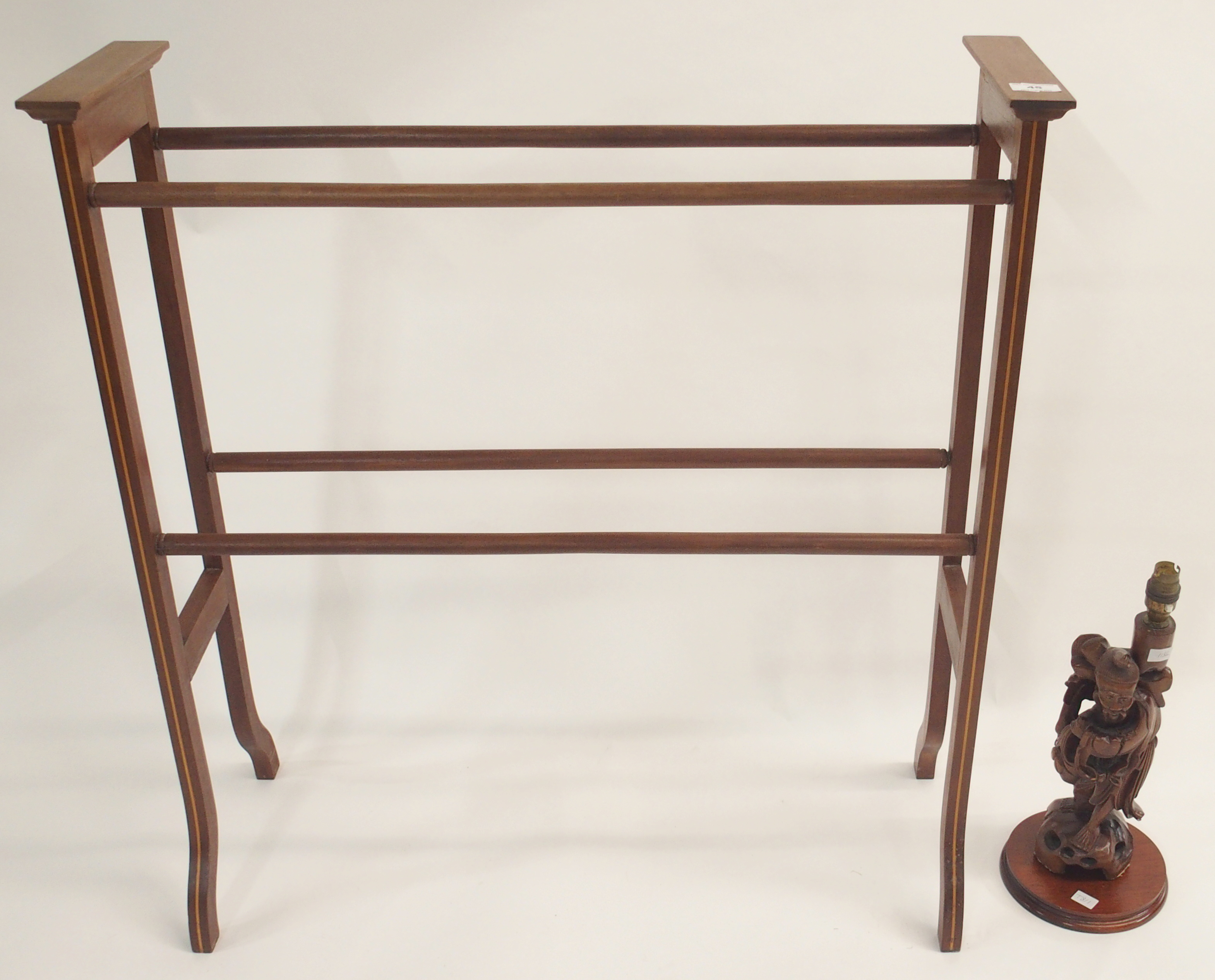 A mahogany airer, table lamp and a modern rug (3) Condition Report: Available upon request