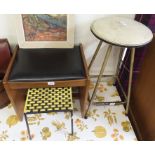 Three mid-Century stools and five pictures (8) Condition Report: Available upon request