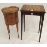 A small games table and an oval side table with three drawers (2) Condition Report: Available upon