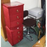 A pair of Richard Henry bedside cabinets, swivel chair trolley and filing cabinet (5) Condition