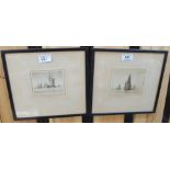 A pair of Gerald M Burn b.1862 etchings of boats (2) Condition Report: Available upon request