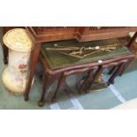 A nest of tables, brassware and a pedestal Condition Report: Available upon request