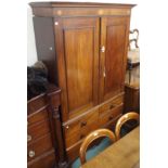 A mahogany inlaid linen press, 217cm high x 124cm wide x 55cm deep Condition Report: Available