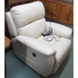 A white leather electric recliner armchair (af) Condition Report: Available upon request