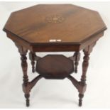 An inlaid rosewood octagonal window table, 73cm high x 80cm wide x 80cm deep Condition Report: