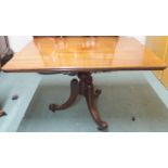 A mahogany breakfast table on pedestal base, 75cm high x 122cm wide x 94cm deep (def) Condition