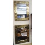 A pair of brass Arts and Crafts style wall mirrors, 48cm x 38cm (2) Condition Report: