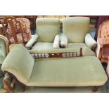 A Victorian chaise longue and two armchairs (3) Condition Report: