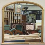A modern gilt over-mantle mirror, 118cm high x 125cm wide Condition Report: Available upon request