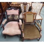 Three Victorian chairs and two pairs of chairs (def) (7) Condition Report: Available upon request