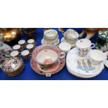 Six Royal Crown Derby coffee cans and saucers, pattern no 2451, six Paragon Coronation cups and