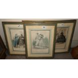 Four hand coloured French fashion prints Condition Report: Available upon request