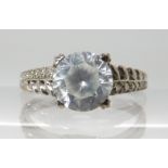 An 18k white gold ring set with a zircon, size M1/2, weight 3.6gms Condition Report: Available