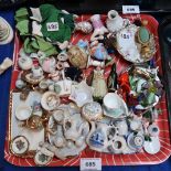 Assorted half dolls, miniature dolls house tea wares, glass lampwork items etc Condition Report: