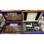 A lot comprising two cased sets of fish cutlery Condition Report: Available upon request