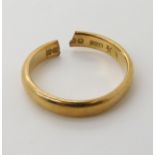 An 18ct gold wedding band (af) weight 4gms Condition Report: Unfortunately chopped right through the