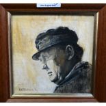 *WITHDRAWN* H N BLACKMAN Winston Churchill and another, oil on board, 14 x 14cm and Hauling the