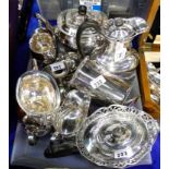 A tray lot of EP - tea services, chambersticks etc Condition Report: Available upon request