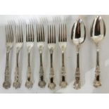 A part suite of silver cutlery by William Bateman and Daniel Ball, London 1838, double struck in the