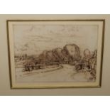 WILLIAM LEIGHTON LEITCH View near Glasgow, pen, ink and sepia wash, studio stamp, 9 x 12.2cm