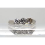An 18ct gold three stone diamond ring of estimated approx 0.38cts combined, size N, weight 2.2gms
