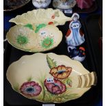 Carlton Ware poppy dish, Buttercup dish (both chipped), Royal Adderley figure etc Condition
