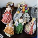 Assorted pottery and porcelain figures including Royal Doulton, Paragon, Royal Adderley and other