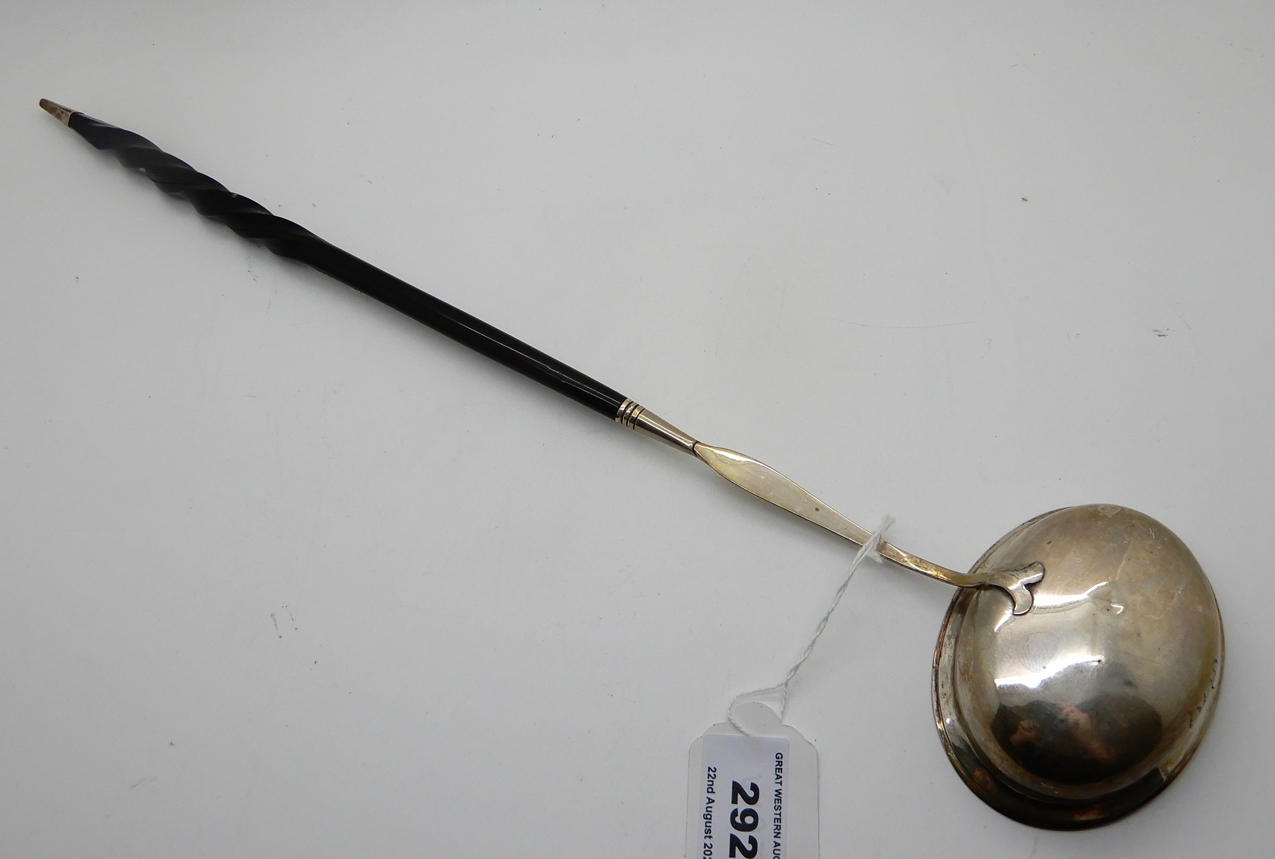 A white metal toddy ladle with whale bone handle, 40cm long Condition Report: Available upon - Image 2 of 3