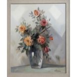 V ROCCA Roses in a vase, signed, oil on canvas, 50 x 40cm Condition Report: Available upon request