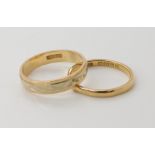 An 18ct gold Italian made wedding ring, size N1/2, together with another size M, 5gms weight