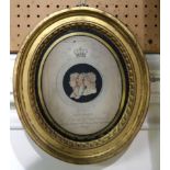 AFTER F HARDING Louis The XVI and family, in verre eglomise frame, W & M King, Whitehaven, label,