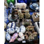 A Royal Copenhagen lamb group, resin Border Terriers, donkeys, pottery dogs etc Condition Report: