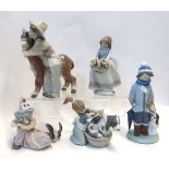 Five Lladro figures of children Condition Report: all in good condition