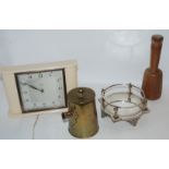 A Smiths mantle clock EPNS bottle stand etc Condition Report: Available upon request