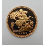 A cased gold half sovereign, 1980 Condition Report: Available upon request