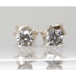 A pair of 9ct white gold diamond stud earrings of estimated approx 0.32cts in total, weight 0.