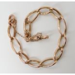 A 9ct rose gold fob chain bracelet hallmarked to every link, length 23cm, weight 24.6gms Condition