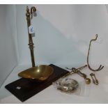 A vintage brass scale with associated weights Condition Report: Available upon request