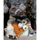 Assorted ceramics including a strawberry set, brass vases etc Condition Report: No condition