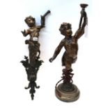A spelter cherub lamp and a similar furniture ornament Condition Report: Available upon request